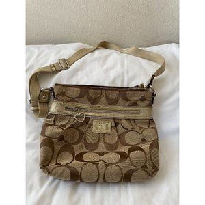 Coach Signature Jacquard Bag Purse, Certified Authentic, Good Condition.